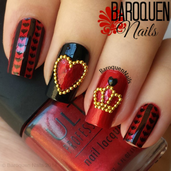 Alice In Wonderland Nail Art – The Queen Of Hearts | Baroquen Nails